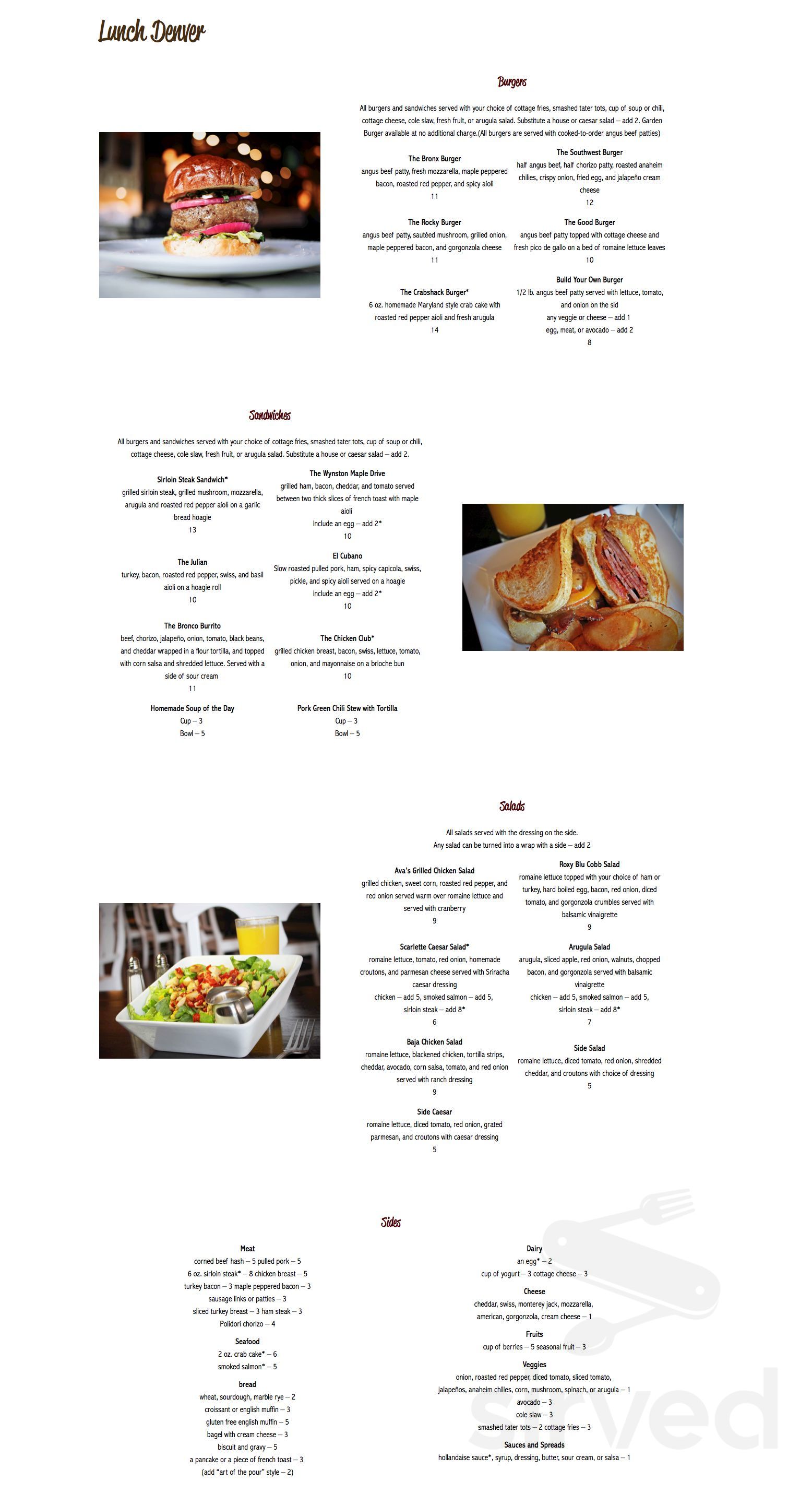 Syrup Edgewater menu in Denver, Colorado, USA