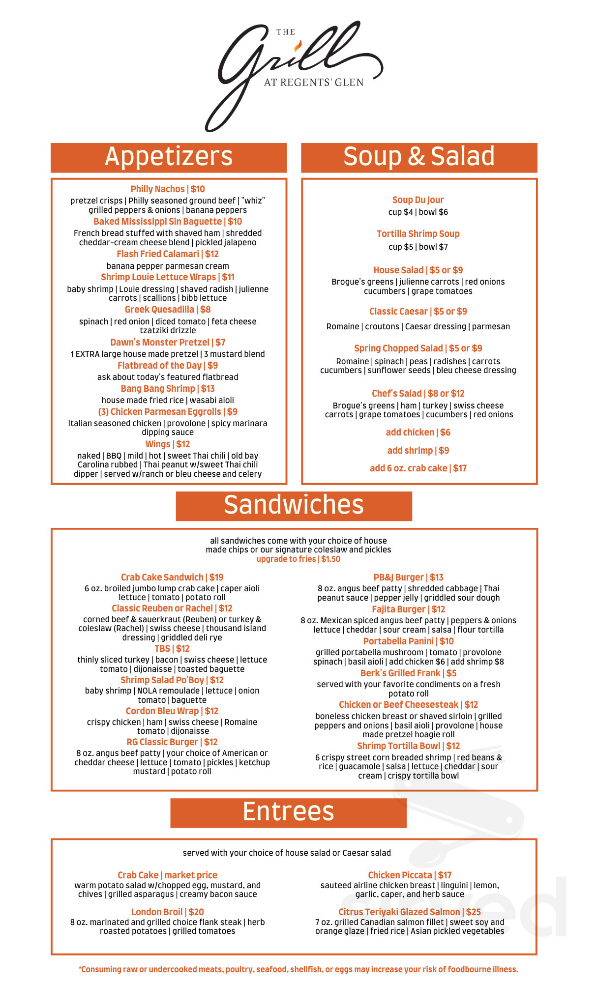 The Grill at Regents' Glen menus in York, Pennsylvania, United States