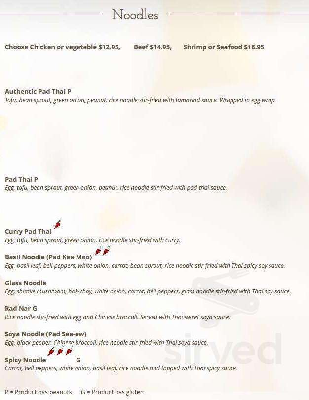 Jasmine Thai Cuisine Restaurant (at Charlotte Mews) menu in Peterborough, Ontario