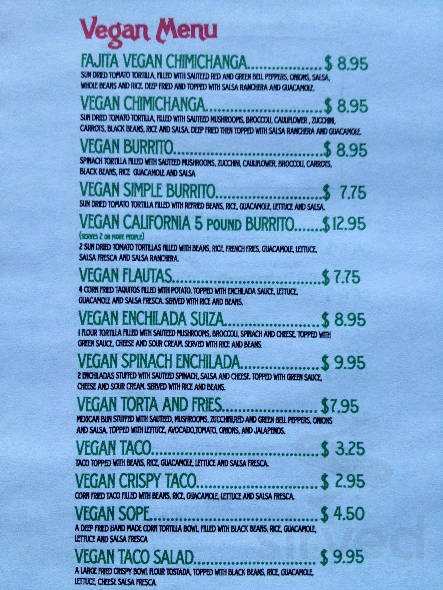 Menu - Santa Cruz CA's Salsas Taco Bar | Sirved