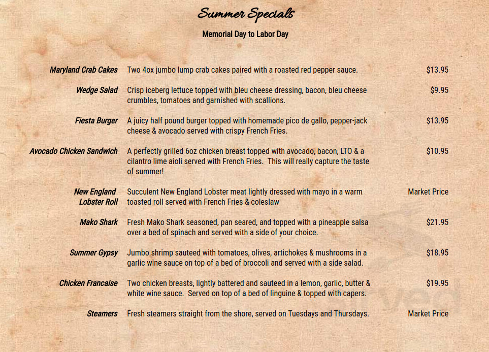 Westwood Restaurant and Pub menus in Westfield, Massachusetts, United