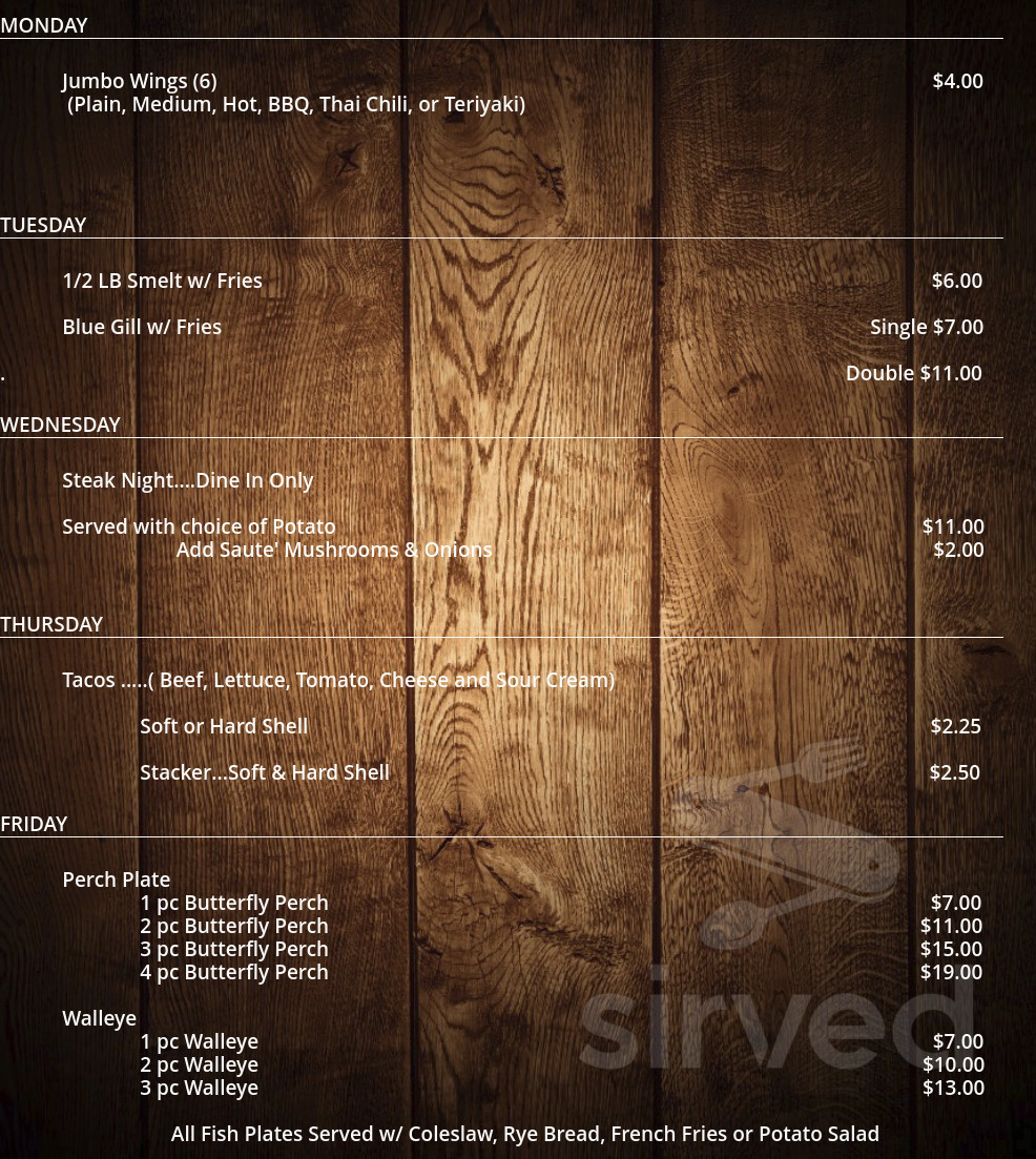 Matones Menu Menu for Shooter Malone's in Manitowoc, WI | Sirved