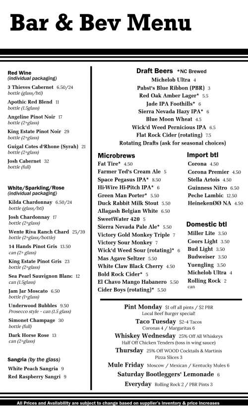 Bistro 127 Catering menu in Hickory, North Carolina, USA