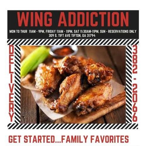 Wing Addiction menu in Tifton, USA