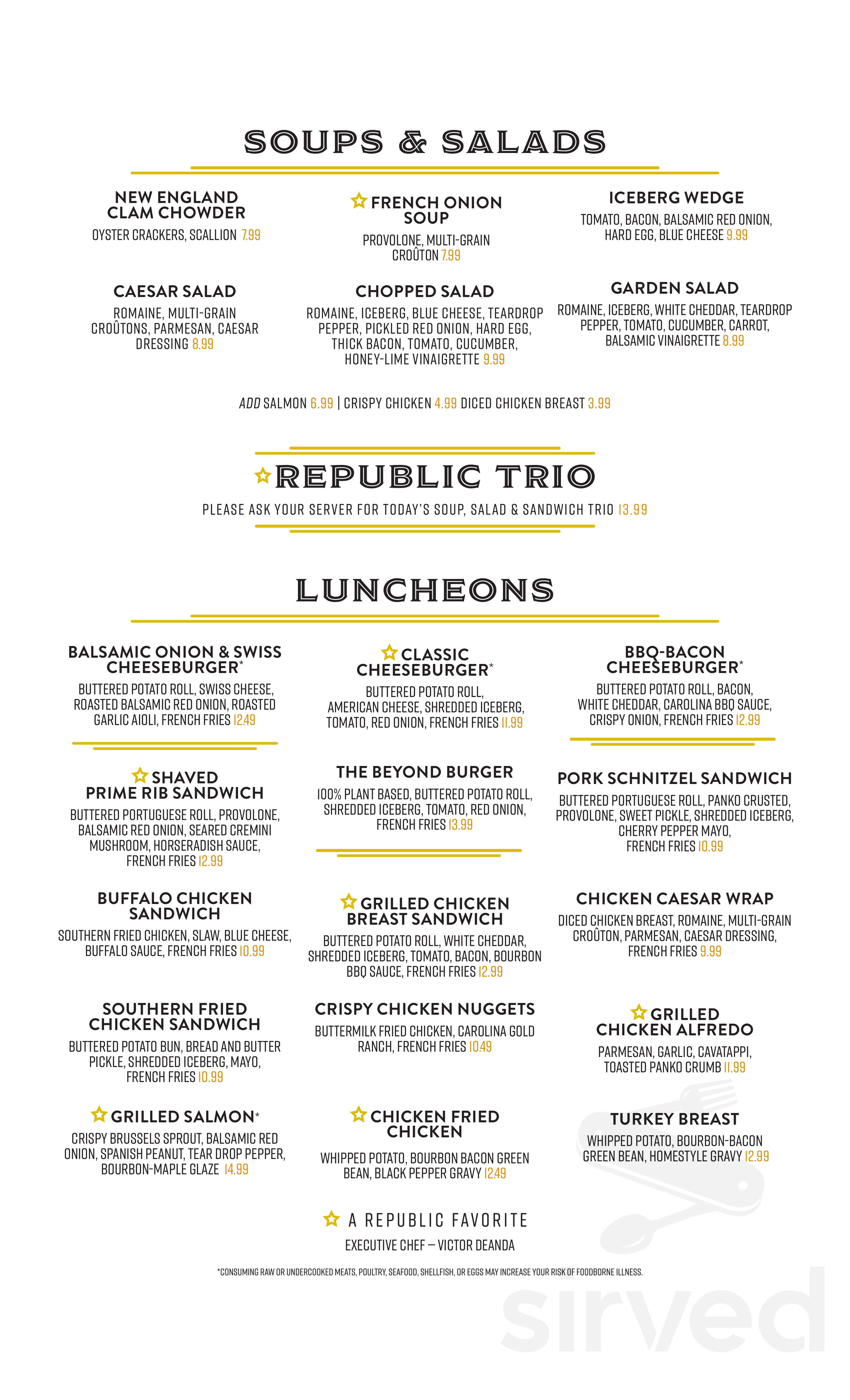 Local Republic Menu Menu for Republic Food and Drink in Cleveland, OH | Sirved