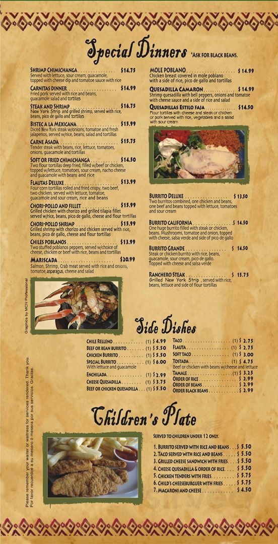 Menu - Naples FL's Mr. Tequila Mexican Restaurant | Sirved