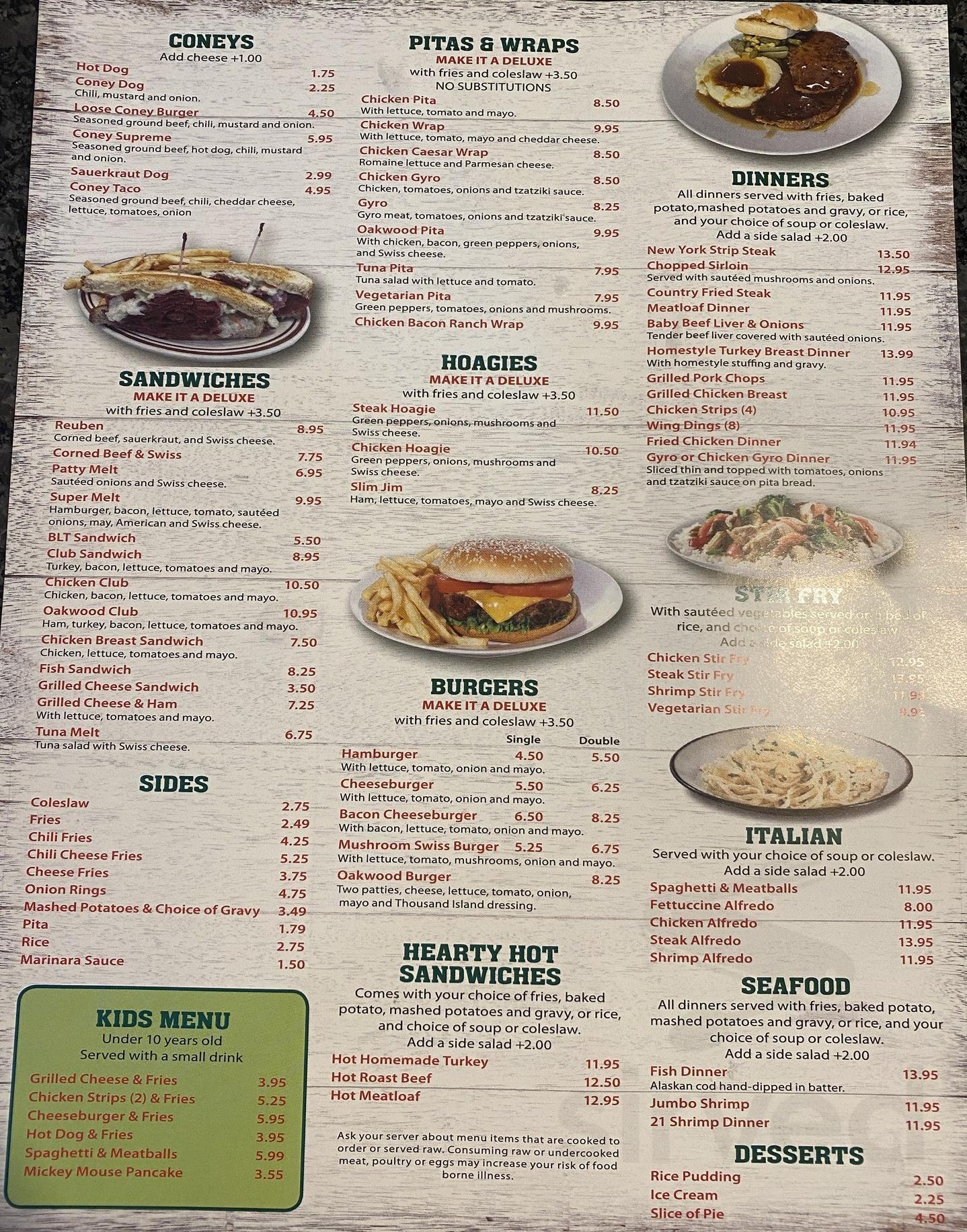 Menu - Melvindale MI's Oakwood Coney & Grill | Sirved