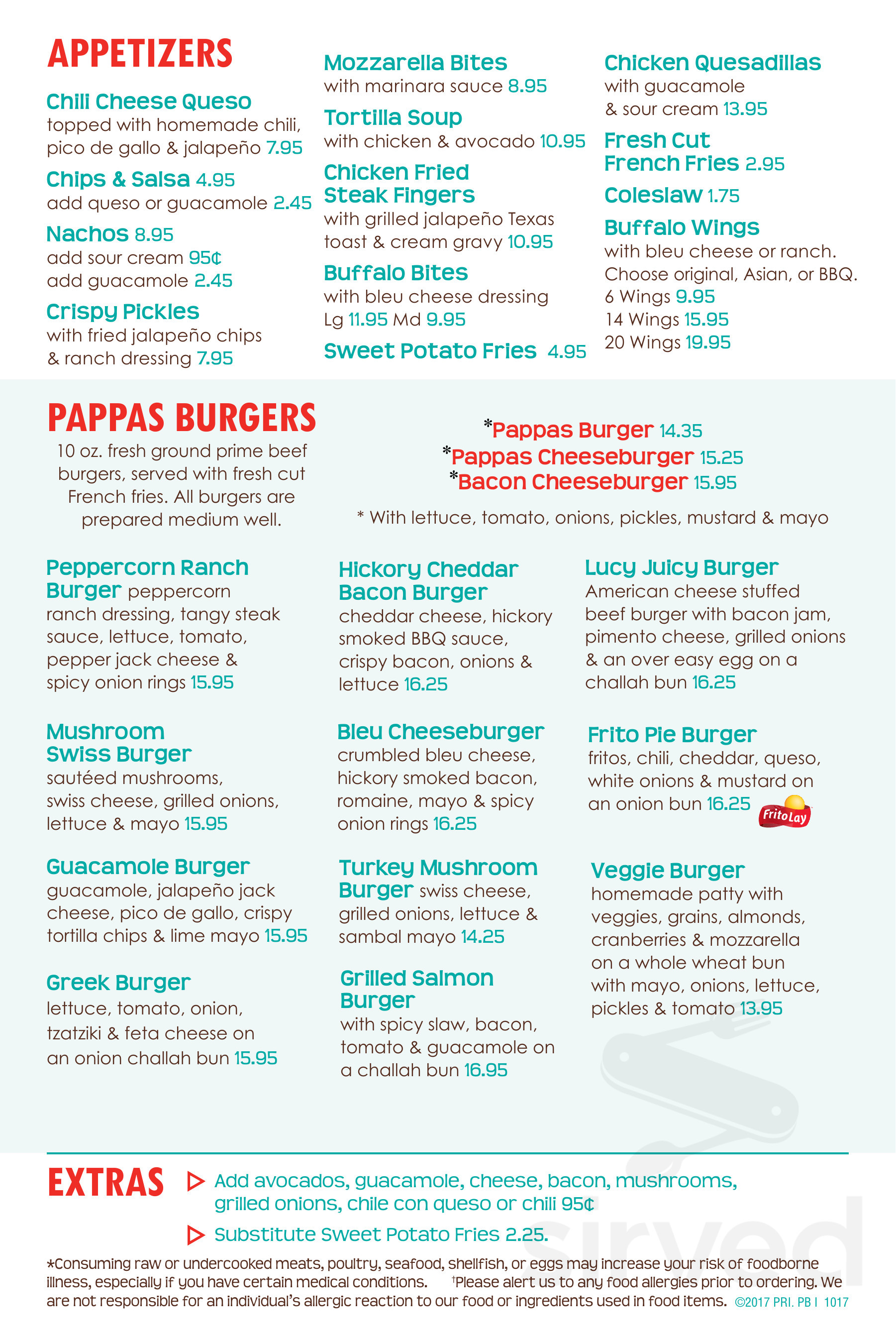 Pappas burgers menu discount