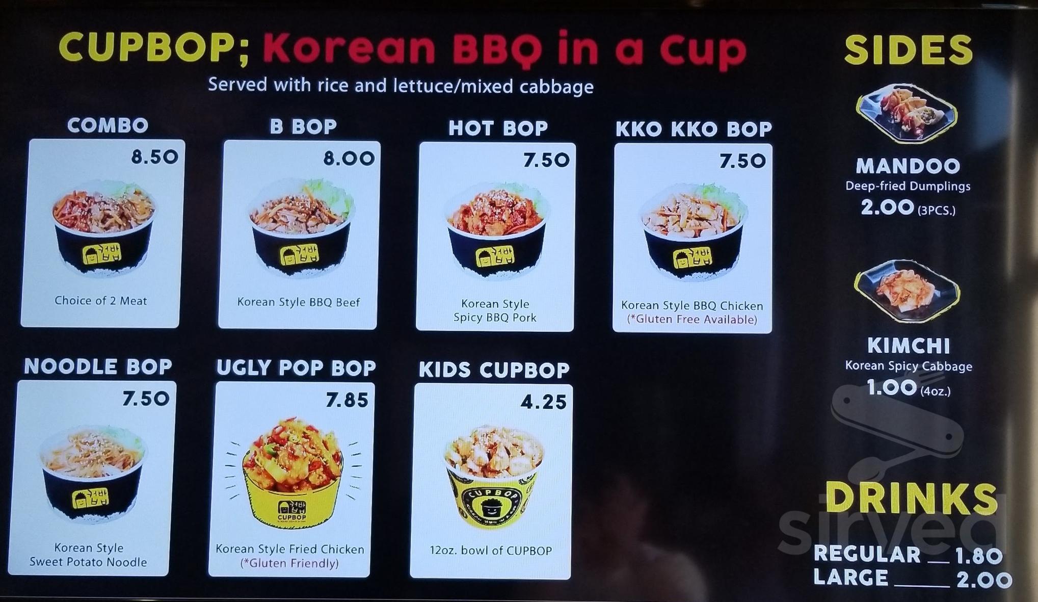 Menu - Park City UT's Cupbop - Korean BBQ in a Cup | Sirved