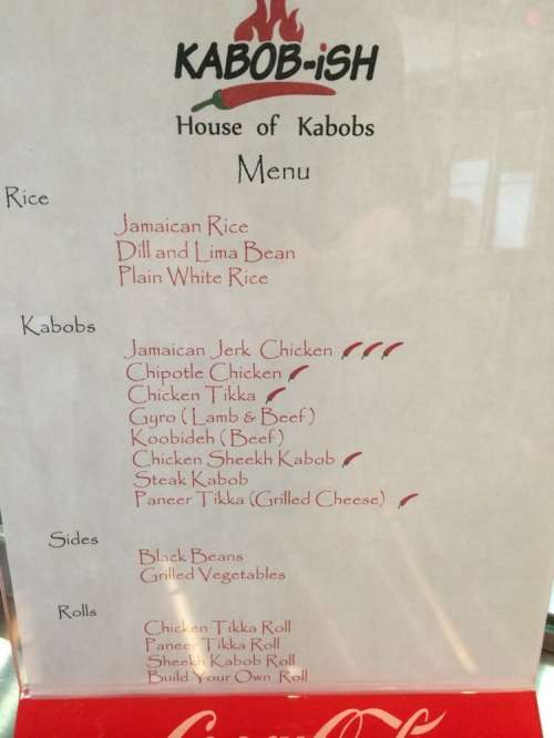 Kabobish menu in Duluth, USA