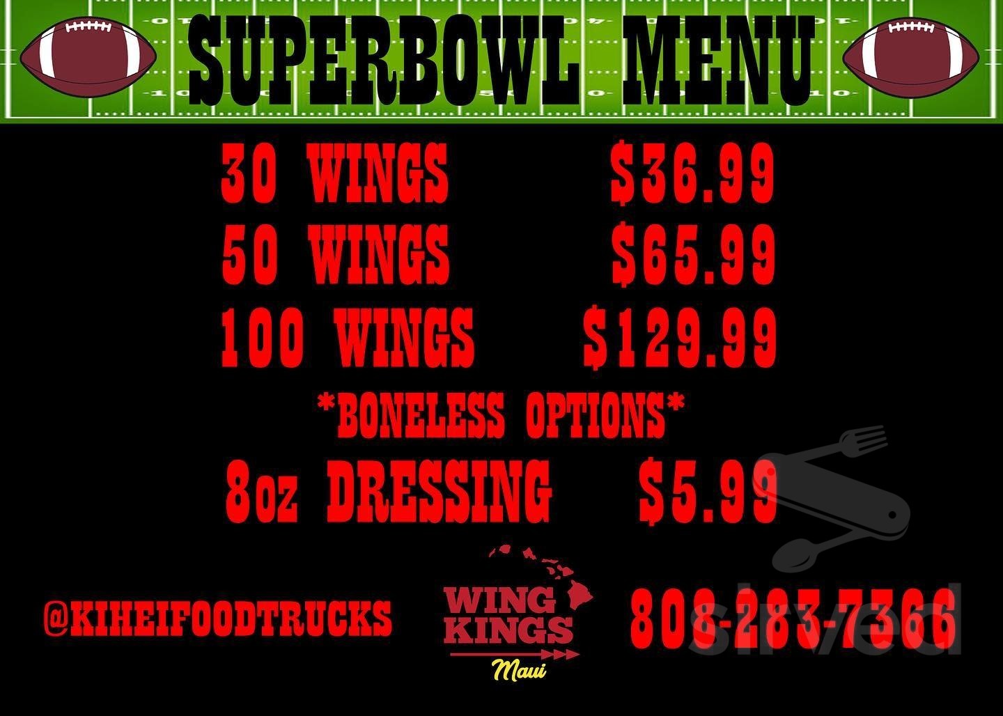 Wing Kings Maui menu in Kihei, Hawaii, USA