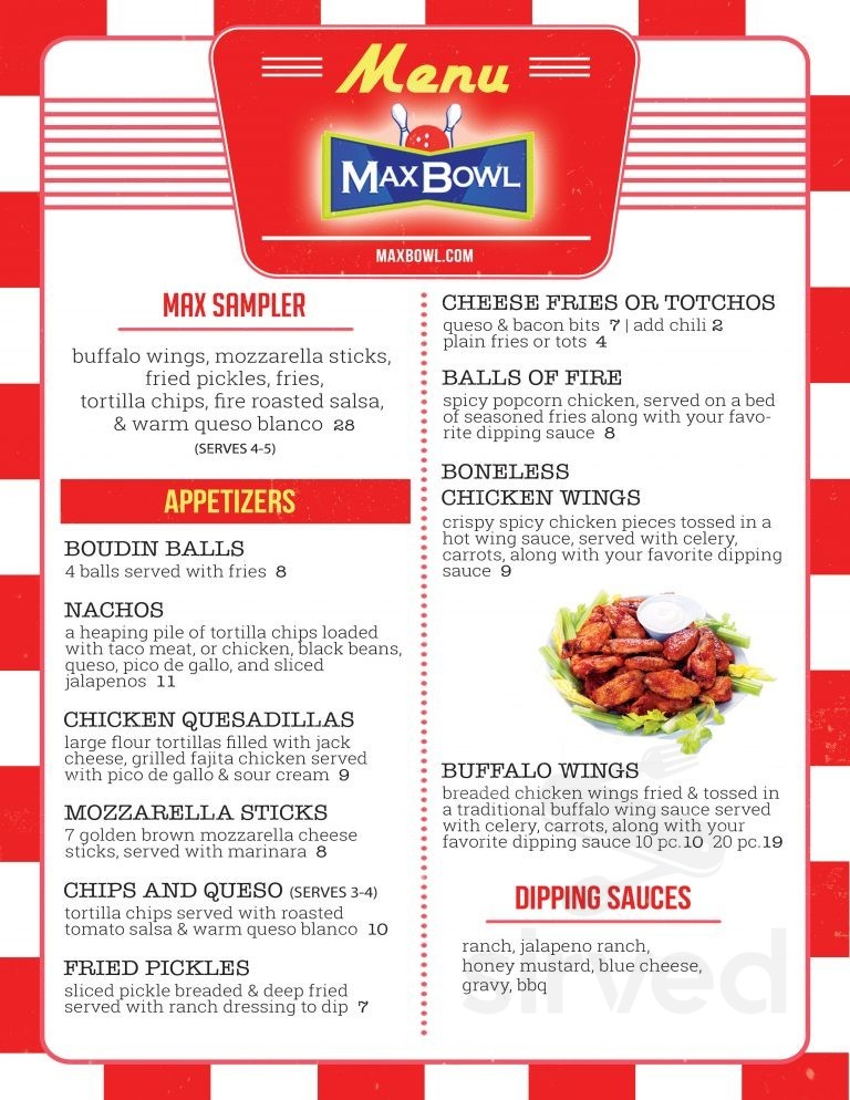 Max Bowl Baytown menus in Baytown, Texas, United States