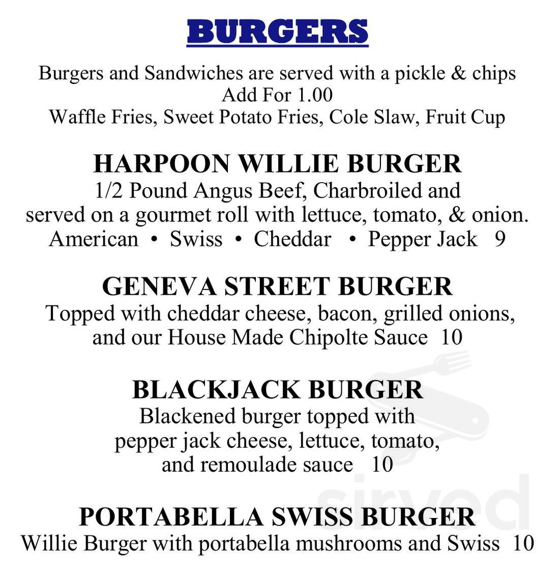 Harpoon Willie's menus in Williams Bay, Wisconsin, United States