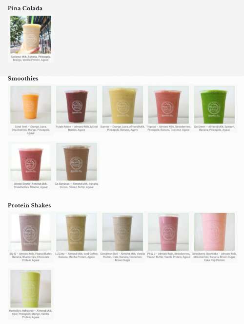 HP Smoothie Bar & Grill menu in Bristol, Pennsylvania, USA