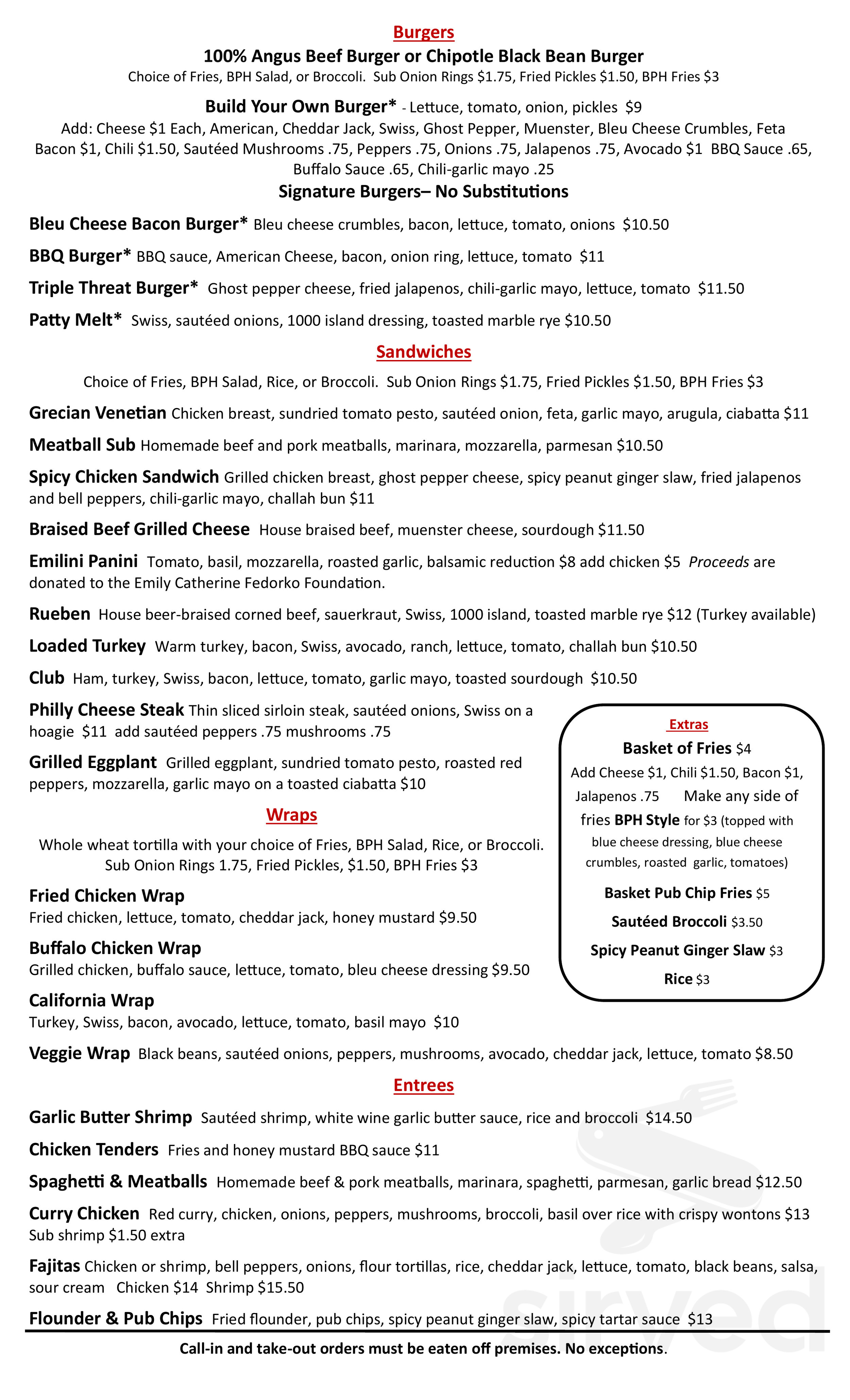 Brockett Pub House & Grill menus in Clarkston, United States