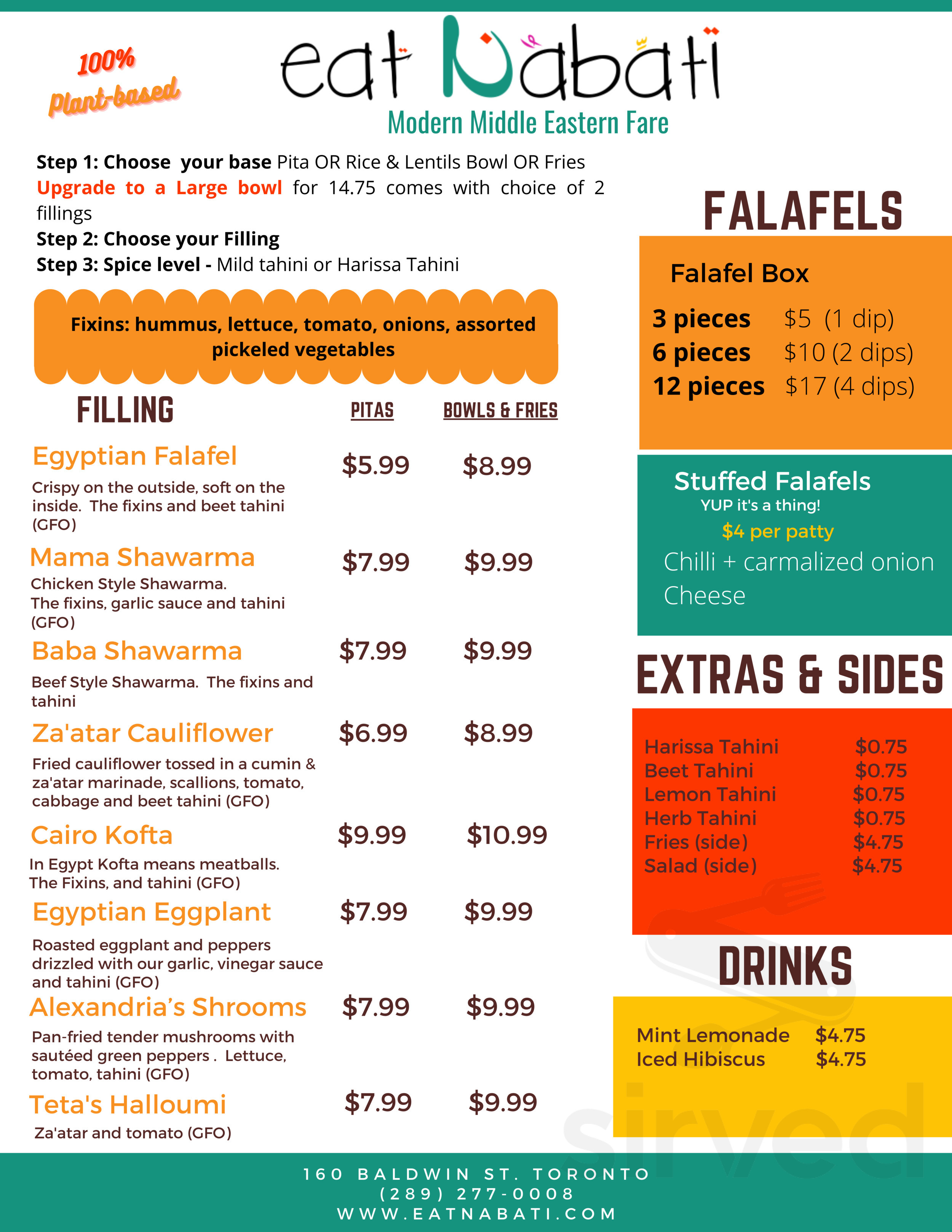 Eat Nabati menu in Toronto, Ontario