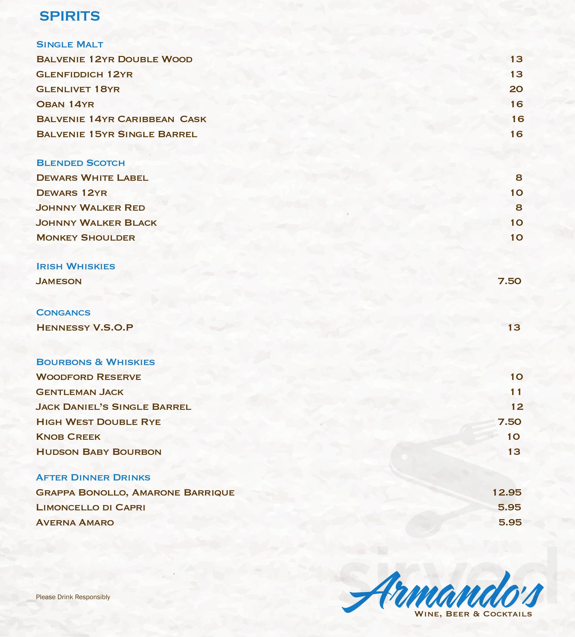 Armando's - Lake Nona menu in Orlando, Florida, USA