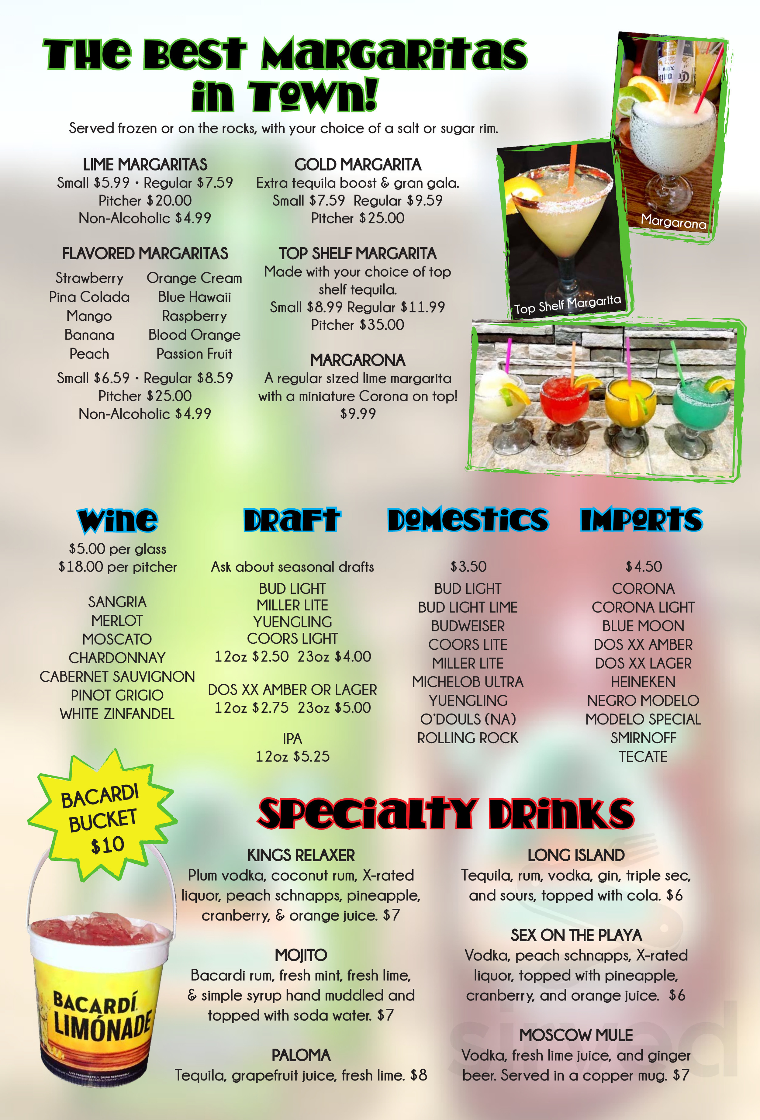 Margarita King Mexican Grill & Cantina menu in Mercer, Pennsylvania, USA